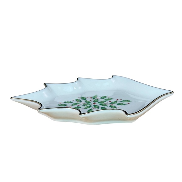 Lenox Holly Candy Dish Holiday Collection Maple Leaf Dish - Picture 5 of 7